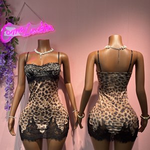Nuovo Abito Estivo 2026 da Donna, Stile Spicy Girl, Sexy, con Stampa Leopardata, Effetto Snellente, Schiena Scoperta e Dettagli in Pizzo - Product Image 2