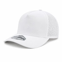 Gorra de Béisbol de 5 Paneles de Poliéster Perforada con Láser, Resistente al Agua, UPF50+, Cierre a Presión