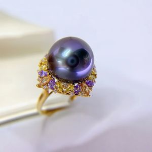 Anillo de Plata de Ley 925 con Perla Negra Premium de 13-12 mm, Redonda, con Gran Brillo y Casi Impecable, 100% Auténtica - Viene con Caja de Regalo - Product Image 3