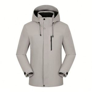 Veste imperméable à 3 couches pour homme, logo personnalisé, légère, fermeture éclair, respirante, imprimée, grande taille, coupe-vent - Product Image 3