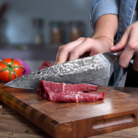 KEEMAKE Couteau de chef de cuisine japonais de 8 pouces avec manche rouge G10 67 couches en acier damas livré avec boîte-cadeau