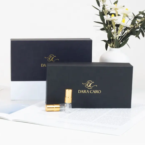 Op maat gemaakte zwarte lege parfumflesjes discovery tester mini sample cadeau magnetische verpakking papieren doos - Product Image 2