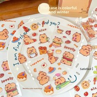 Autocollant de dessin animé Capybara mignon et adorable pour enfants, en PET imperméable, matériau décoratif