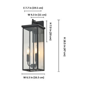 Lanterne murale extérieure noire de 23 pouces, 3 lumières, style bougie E12, moderne, résistante à la rouille, applique murale extérieure - Product Image 2