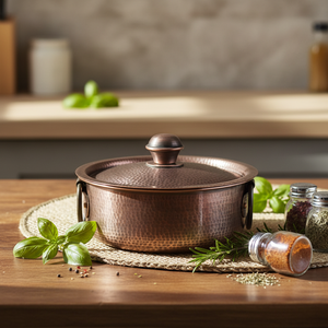 Couvercle de casserole en <span class=keywords><strong>cuivre</strong></span> martelé, épaissi, fait à la main, compatible avec les plaques à induction, pour un usage domestique ou dans les petits restaurants - Product Image 1