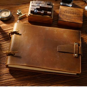 Hot bán tùy chỉnh thiết kế Crazy Horse da handmade Real Crazy Horse chính hãng full grain Da Cuốn Sách bìa máy tính xách tay lưu ý cuốn sách - Product Image 6