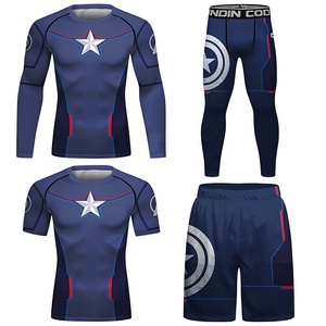 Stampa a sublimazione completa all'ingrosso jiu jitsu mma rash guards pantaloncini da <span class=keywords><strong>boxe</strong></span> Bjj personalizzati pantaloni a compressione maglietta rash guard - Product Image 4