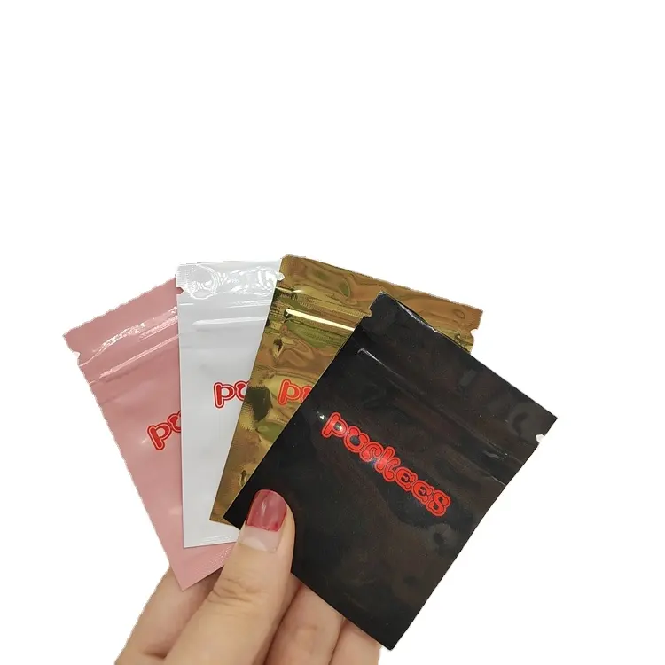 Smell proof custom printed small zip small pouch mylar small kraft paper pouch 3 side seal bag smell proof small baggies