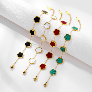Fashion New Light Luxury Clover cinque petalo acciaio inossidabile 18K oro Beimu bracciale donna - Product Image 1