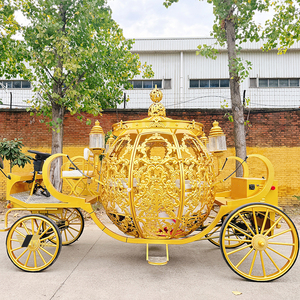 Vente en gros de magnifiques chariots de mariage dorés en forme de citrouille, chariots royaux pour princesse - Product Image 1