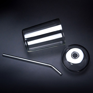 Mới chịu nhiệt thủy tinh trong suốt <span class=keywords><strong>cup</strong></span> với bìa, sáng tạo nhà rơm cốc nước cấp thực phẩm thân thiện với môi - Product Image 3