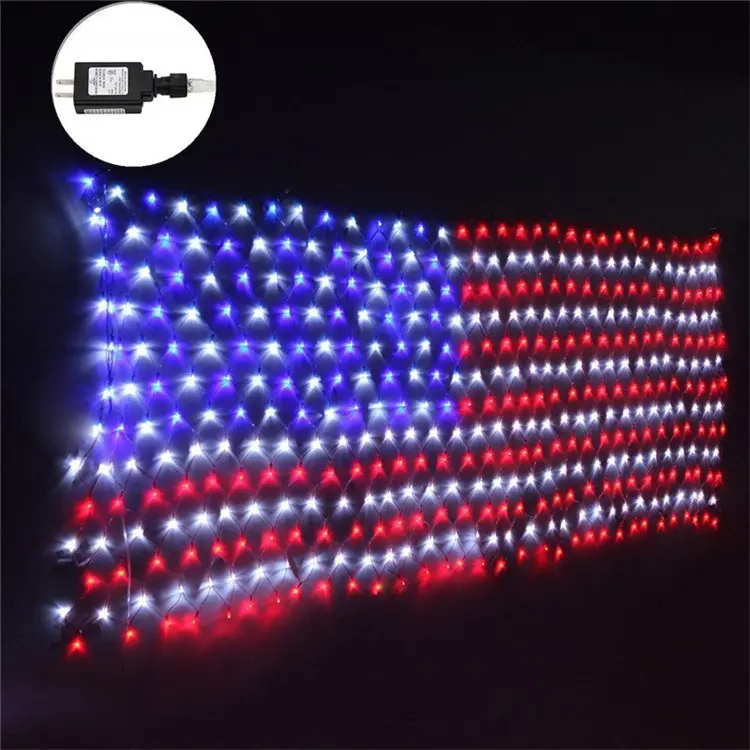 방수 6.5ftX3.3ft 420LEDs 미국 국기 그물 빛 Led 문자열 빛 미국 110V 플러그 휴일 장식 독립 기념일