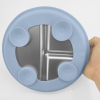 Assiettes pour enfants en acier inoxydable avec 4 ventouses amovibles en silicone de qualité alimentaire, assiettes divisées antidérapantes, écologiques pour les repas des bébés