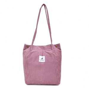 Sac fourre-tout en velours côtelé personnalisé avec logo imprimé, sac de shopping écologique et recyclable - Product Image 2