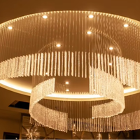 Lustre de mariage moderne de haute qualité, rond, avec pompons, en fer, verre et pierre, éclairage LED RGB suspendu, pour hall d'hôtel, salle de banquet