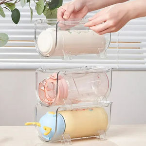 Groothandel 1/2/3 Grid Plastic Stapelbare Waterfles Houder Rack Opslag Organizer Reismok Cup Organizer Organizer - Product Image 5