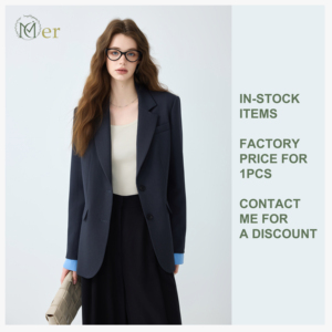 MIER XW1887 Damen Einfarbiges Schwarz/Graues Blazer-Set Einknopf-Blazer Knitterfrei V-Ausschnitt Lange Ärmel Business Formelle Bürokleidung - Product Image 1