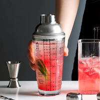 Ensemble de shakers à cocktails en verre professionnel personnalisé, kit de barware texturé avec support rond en bois, outils de barman pour la décoration de bar à domicile