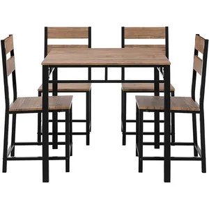 Moderne Küchenmöbel rustikales Design Combo Holz Metall Home Esstisch mit 4 Stuhl