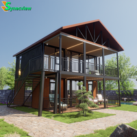 Maison préfabriquée extensible à double étage et double aile, idéale pour les gîtes de villégiature