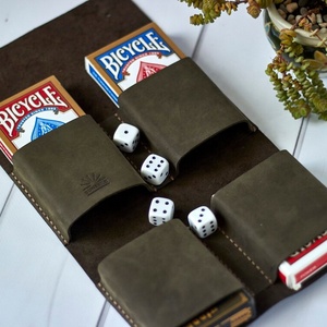 Personalized Leather Playing Card Case Genuine Leather Playing Card and Dice Leather Case Gift for Poker Players