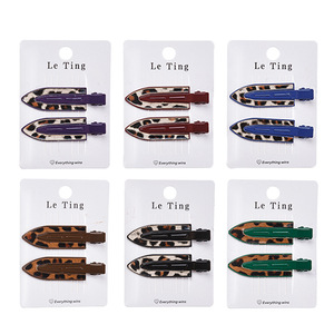 Pince à cheveux imprimé léopard 6,8 cm en alliage sans soudure pour femme, pince bec de canard pour frange latérale, accessoire d'usage quotidien - Product Image 3