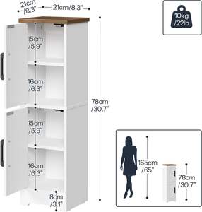Gabinete de Almacenamiento Pequeño para Baño, Gabinete de Almacenamiento de Esquina Estilo Rústico con 2 Puertas y Estantes Ajustables, Gabinete para Papel Higiénico - Product Image 2