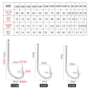 2330 바다 낚시 크기 1 #, 2 #, 4 #, 6 #, 8 #, 1/0 # ~ 10/0 # barbs 낚시 후크 세트 상자 스테인레스 스틸 후크 - Product Image 4