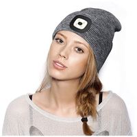 Venta al por mayor Unisex Beanie Hat con los regalos ligeros USB recargable 4 LED Cap