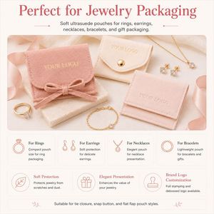 Pochette en microfibre suédée personnalisée avec bouton-pression et gaufrage pour l'emballage de bijoux et le rangement de cadeaux (vente en gros) - Product Image 2