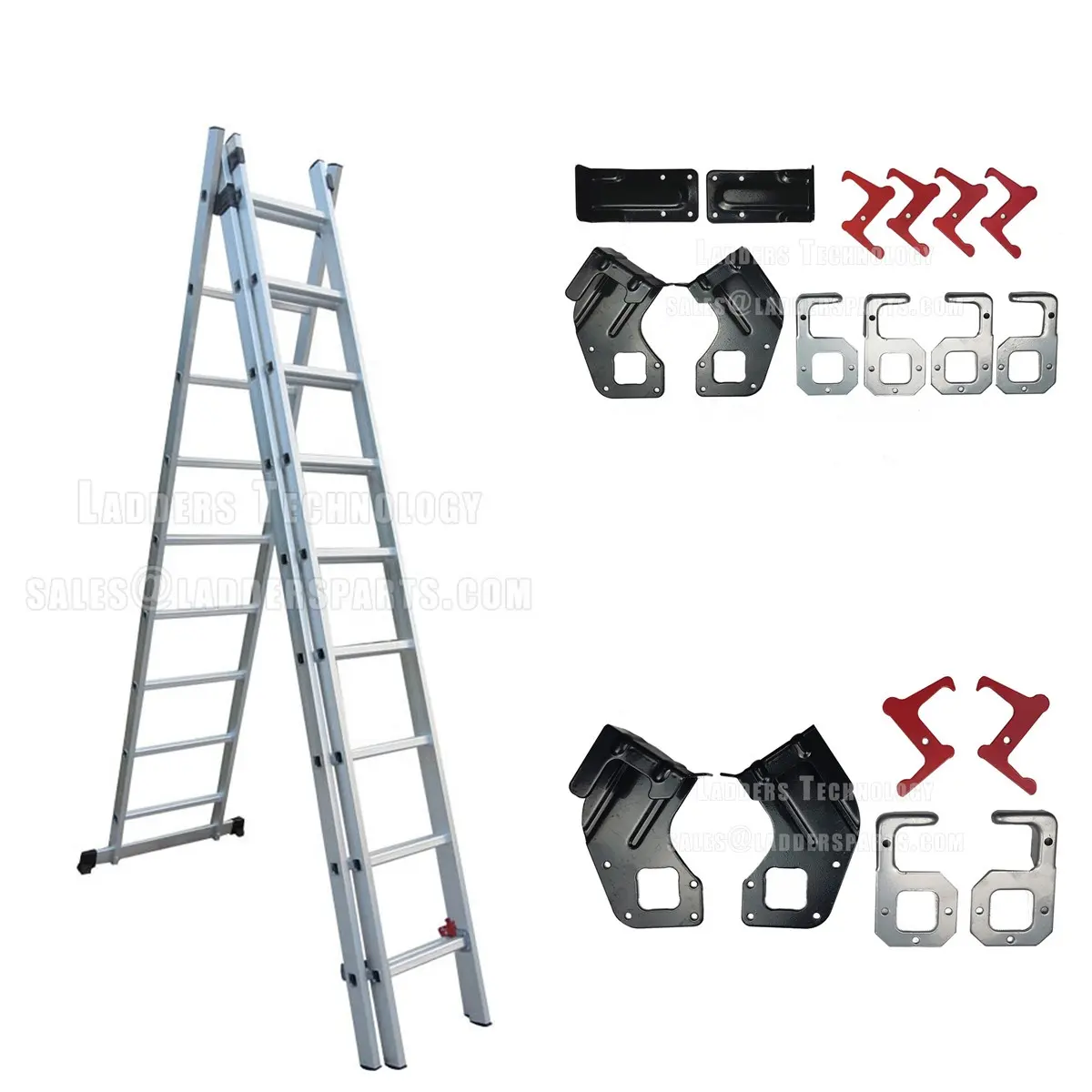Accesorio de escalera Industrial de aluminio tipo A, 3 secciones Gancho de Metal para escalera de aluminio, bisagras de escalera