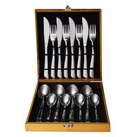Coffret Cadeau Exquis de Couverts en Acier Inoxydable, Vente en Gros, 16 Pièces, Couteaux, Fourchettes, Cuillères, Ensemble de Couverts Argent Miroir