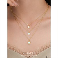 Collier pendentif ovale en opale en argent sterling 925 plaqué or, collier minimaliste en pierres précieuses pour femmes