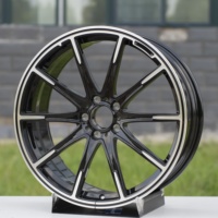 Rines de Aleación Forjados Universales de 5 Birlos, Ligeros y Antifatiga, con Borde Cromado, Fabricados por JGFactory, para Modificación de Autos Deportivos de Carreras