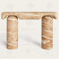 Table de console de style italien moderne, design luxueux, marbre naturel, travertin, pour la décoration intérieure de la maison et des hôtels