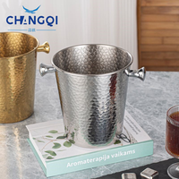 Seau à glace en métal argenté de 5 litres pour champagne, idéal pour les fêtes, mariages, banquets et bars à domicile