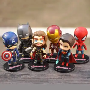 6 pz/set supereroe 10cm versione Q figura Iron Mans Spider Mans Thor Captain America Mini Figurine bambole modello ornamenti Desktop