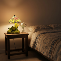 Lampe de table en résine créative en forme de grenouille et de fleur, décoration de bureau à domicile, ornements de chevet, emballage en carton de Chine