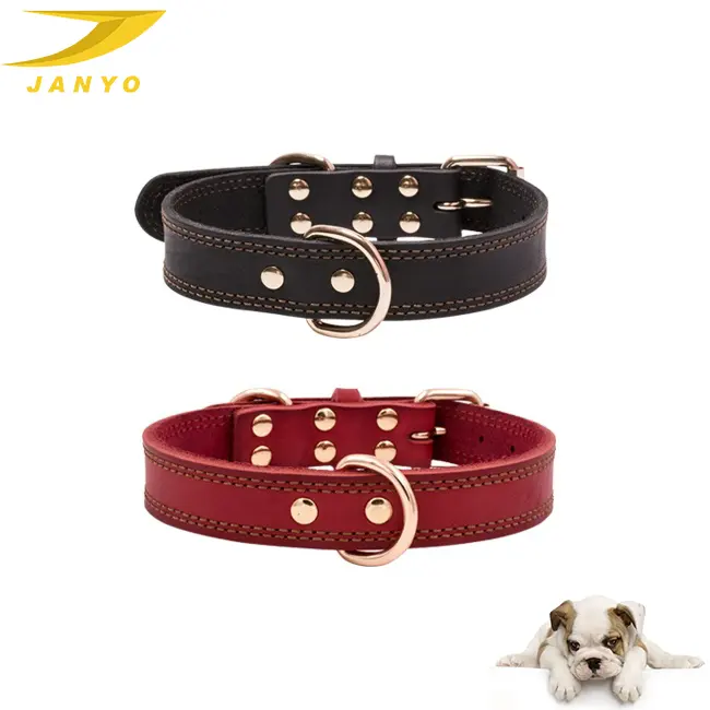 Custom large and fierce dog collar genuine leather dog collar and dog leash