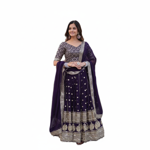 Conjunto Lehenga Choli Purple de Diseñador para Mujer - Product Image 1