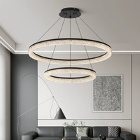Lustre LED de luxe léger italien pour salon et restaurant, forme anneau, télécommande, gradation progressive, fabricants de Zhongshan