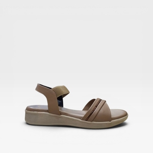 Comfortable Beige Wedge <b>Sandals</b> for Women Elegant Cross Strap Slip On Open Toe Soft Cushion Lightweight Casual Fashion Footwear - Product Image 3