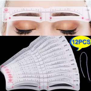 Accessoires de Microblading, vente en gros, haute qualité, 12 pièces, différentes formes, règle de <span class=keywords><strong>sourcil</strong></span>, modèle, pochoirs de tatouage de <span class=keywords><strong>sourcil</strong></span> en <span class=keywords><strong>plastique</strong></span> - Product Image 2