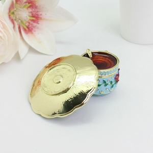 SHINNYGIFTS smaltato tazza di caffè scatole di gioielli in smalto con regali di fiori dipinti a mano per la decorazione della casa - Product Image 6