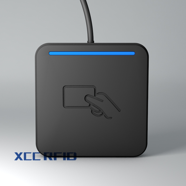 Long Range UHF RFID Desktop Reader 860-960MHz Frequency Card Label Reader NFC USB Communication Interface Plastic Material ISO