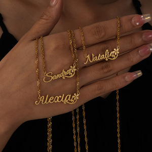 Lateefah regalo personalizzato oro 18K acciaio inossidabile adesivo smerigliato <span class=keywords><strong>collana</strong></span> <span class=keywords><strong>nome</strong></span> personalizzato - Product Image 5