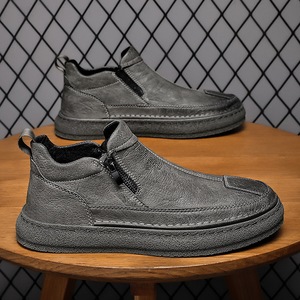 <span class=keywords><strong>Botas</strong></span> de Trabajo de Estilo Británico Retro para <span class=keywords><strong>Hombre</strong></span>, Zapatos de PU Antideslizantes, Resistentes al Desgaste, Transpirables y Cómodos, de Altura Media - Product Image 1