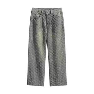 Costume <span class=keywords><strong>en</strong></span> jean pour <span class=keywords><strong>homme</strong></span>, veste polyvalente printemps-automne avec motif jacquard, chemise à col décontractée et tendance, pantalon <span class=keywords><strong>large</strong></span> - Product Image 5