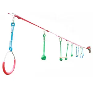 Equipo de Entrenamiento para Niños, Columpio, Barras de Mono, Asas Resistentes, Juego de Slackline con Trinquete de Seguridad, Circuito de Obstáculos para Niños - Product Image 1
