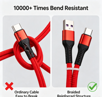 Câble USB 3.0-A vers Type-C 120W, charge rapide 5A, noyau en alliage d'aluminium, câble de données tressé en PVC pour Android